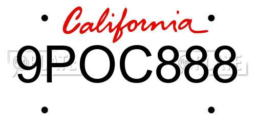 9POC888 California License Plate