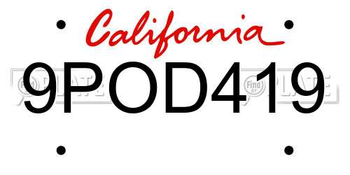 9POD419 California License Plate
