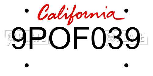 9POF039 California License Plate
