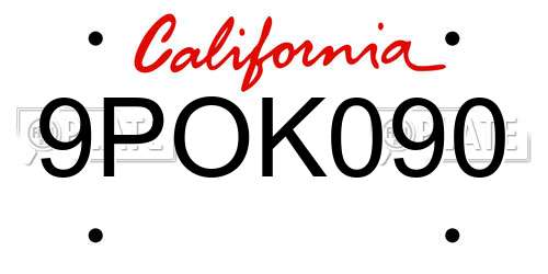 9POK090 California License Plate