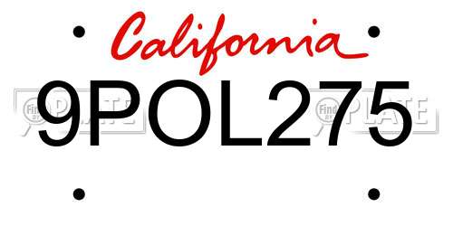9POL275 California License Plate