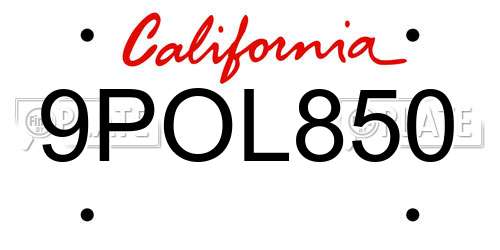 9POL850 California License Plate