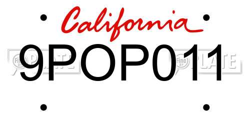 9POP011 California License Plate