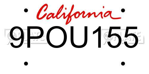 9POU155 California License Plate