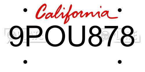 9POU878 California License Plate