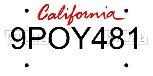 9POY481 California License Plate
