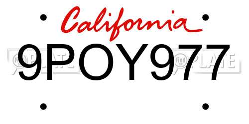 9POY977 California License Plate