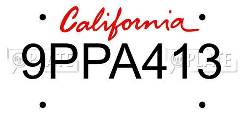 9PPA413 California License Plate
