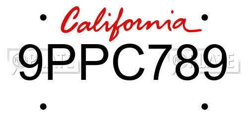 9PPC789 California License Plate