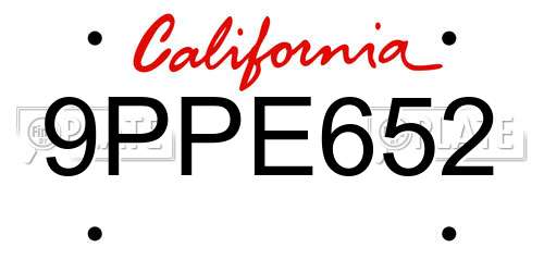 9PPE652 California License Plate