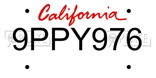 9PPY976 California License Plate