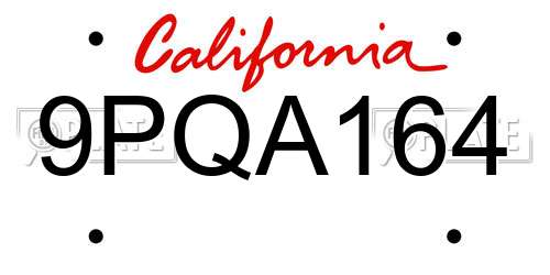 9PQA164 California License Plate