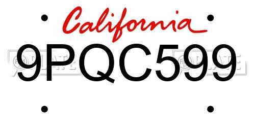 9PQC599 California License Plate