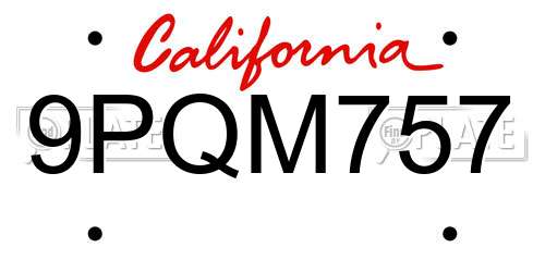 9PQM757 California License Plate