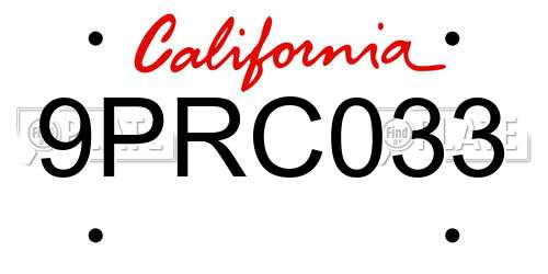 9PRC033 California License Plate