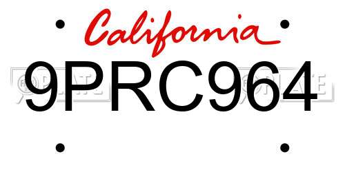 9PRC964 California License Plate