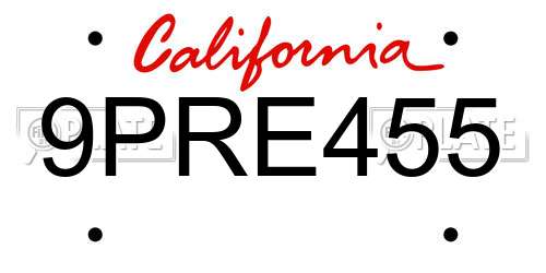 9PRE455 California License Plate