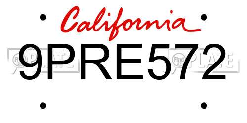 9PRE572 California License Plate