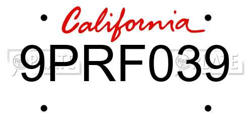 9PRF039 California License Plate