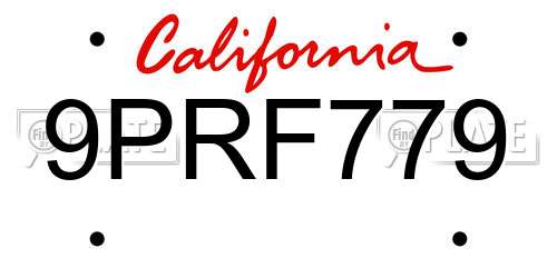 9PRF779 California License Plate