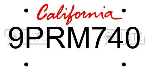 9PRM740 California License Plate