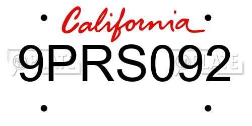 9PRS092 California License Plate