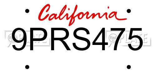 9PRS475 California License Plate