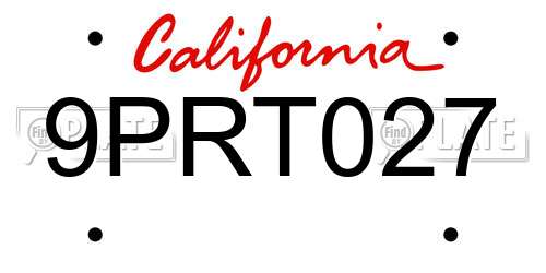 9PRT027 California License Plate
