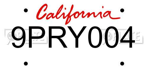 9PRY004 California License Plate