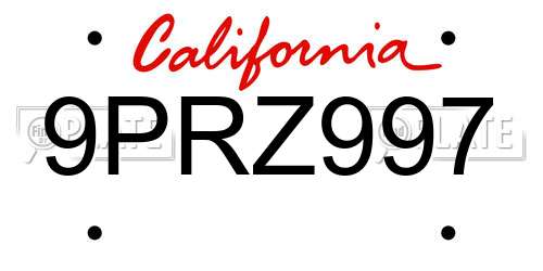 9PRZ997 California License Plate