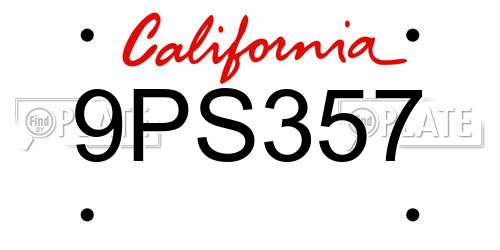 9PS357 California License Plate