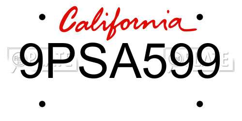 9PSA599 California License Plate