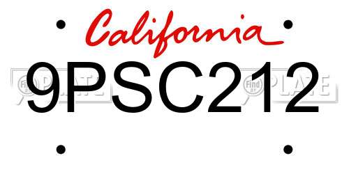 9PSC212 California License Plate