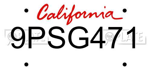 9PSG471 California License Plate