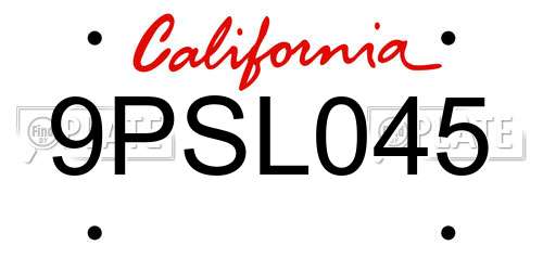 9PSL045 California License Plate