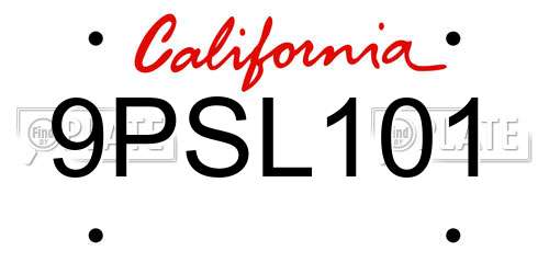 9PSL101 California License Plate
