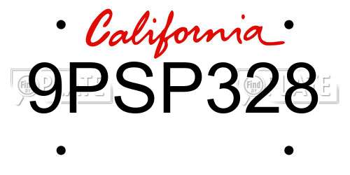 9PSP328 California License Plate