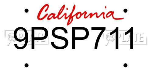 9PSP711 California License Plate