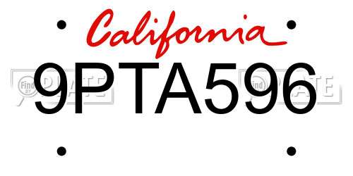 9PTA596 California License Plate