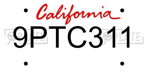 9PTC311 California License Plate