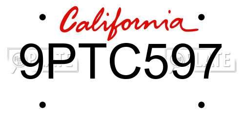 9PTC597 California License Plate