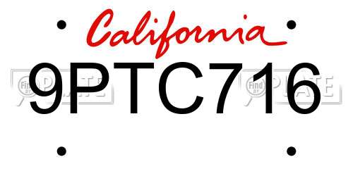 9PTC716 California License Plate