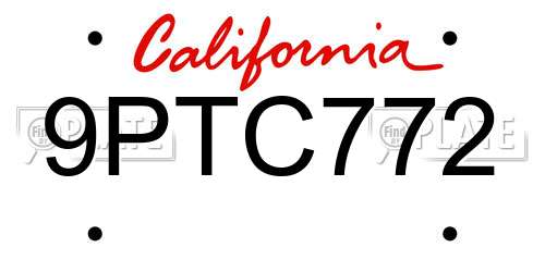 9PTC772 California License Plate