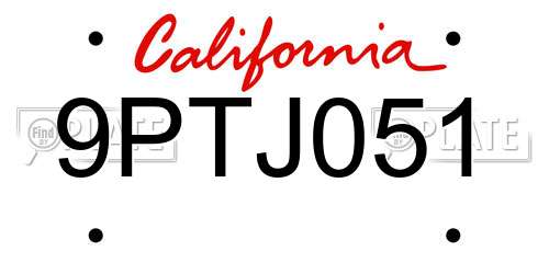 9PTJ051 California License Plate