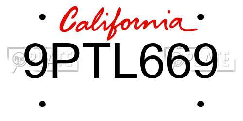 9PTL669 California License Plate
