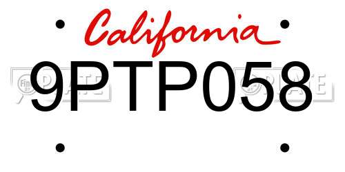 9PTP058 California License Plate