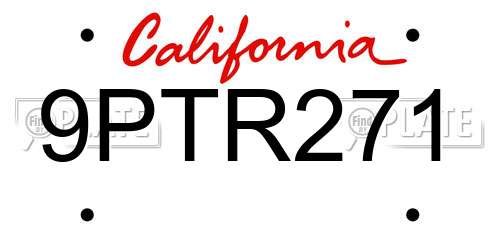 9PTR271 California License Plate