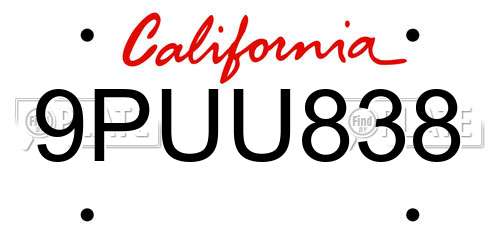 9PUU838 California License Plate