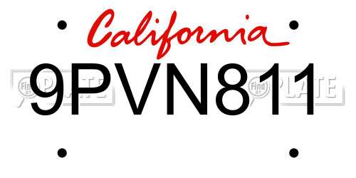 9PVN811 California License Plate