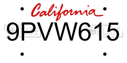 9PVW615 California License Plate